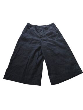 Navy Wide-Leg Culotte Pants